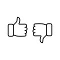 Thumbs up and thumbs down icon. Like and dislike line sign. Royalty Free Stock Photo